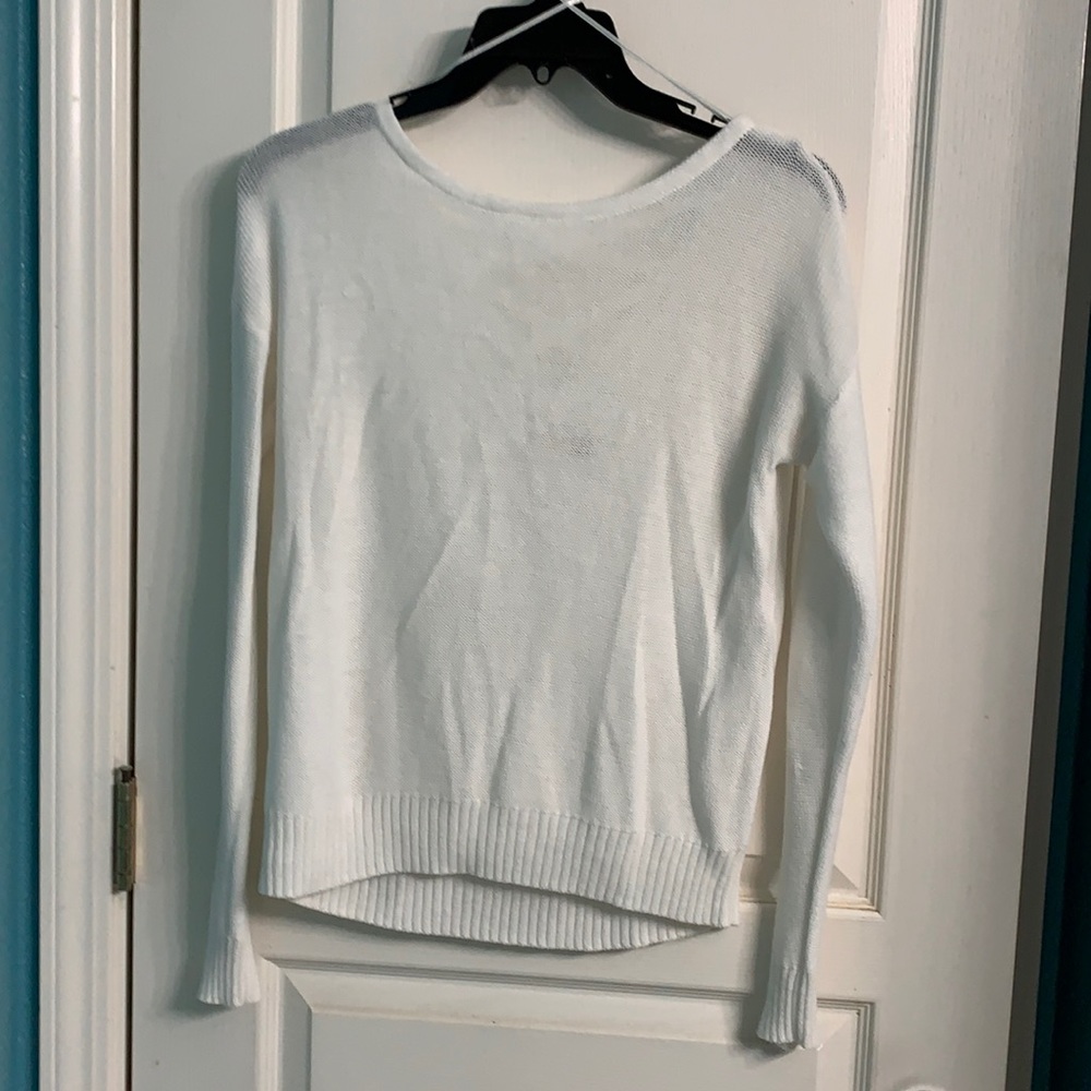 Off white light sweater with lace up in back